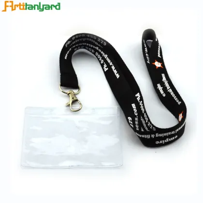 Thin Woven Lanyard with PVC Label