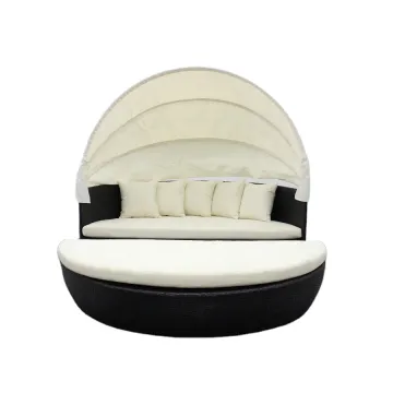 Wicker Outdoor Rattan Round Canopy Daybed for Pool Area