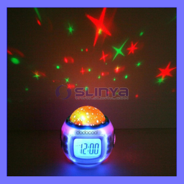 Music Starry Star Sky Projection Alarm Clock Calendar Thermometer