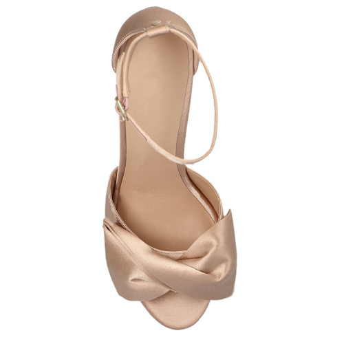 Satin Bow Accent Heels with Comfortable Thick Sole