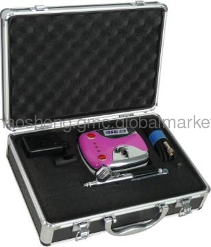 Aluminum box mini air compressor with airbrush of HS08-3AC-SkA