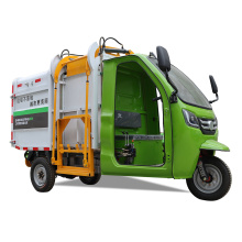 Electric three-wheeled double-barrel garbage pickup truck