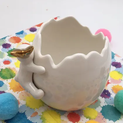 Easter White Porcelain Rabbit Pot Search
