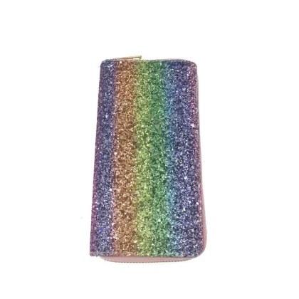 Rainbow Sequin European and American Fashion Ladies' Zipper Wallet & Clutch Bag