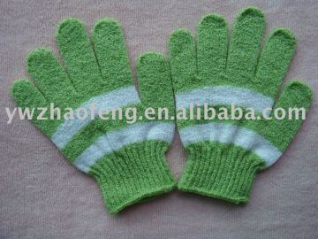 Nylon exfoliating scrub glove