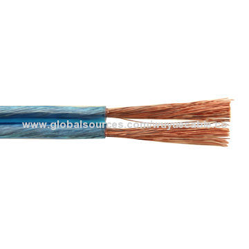 Flexible Flat Blue Speaker Cable, Transparent PVC