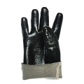 黒いPVC労働保護手袋系耐薬薬
