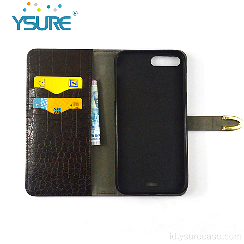 Fonecase dompet yang dapat dilepas buaya untuk logo khusus iPhone