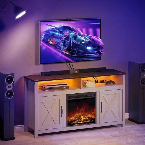 Fireplace TV Stand with LED Lights