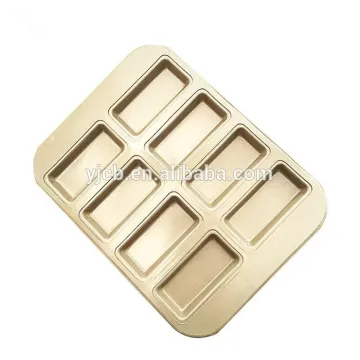 8 Cup Non-stick Gold Rectangle Cake Mold