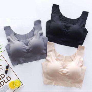 Wireless Ladies Ice Silk Push-Up Bra for Fitness Yoga Latex Underwear