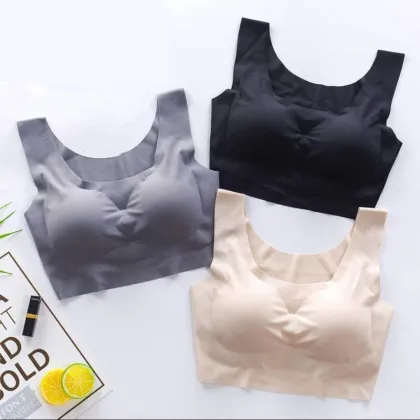 Wireless Ladies Ice Silk Push-Up Bra for Fitness Yoga Latex Underwear