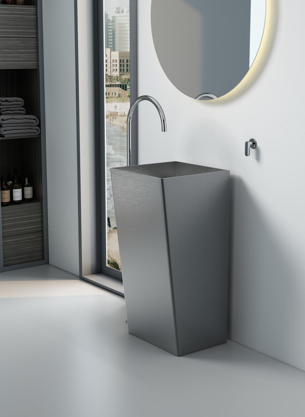 Washbasin de acero inoxidable vertical trapezoidal