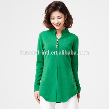 Cashmere Women's Pullover Sweater With Colorful Button