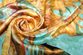 Girassol de seda pura pintura lenço de cetim