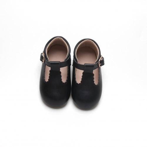 حذاء أسود للأطفال البنات والأولاد