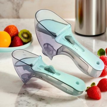 YIGO Kitchen Cube Measuring Tools Set: Adjustable Spoon with Scale, Plastic Measuring Cup and Spoons