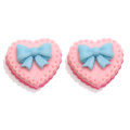 17mm dessin animé coeur biscuits avec bowknot décoration jeu de nourriture bricolage Biscuit enfants cheveux ornement résine charmes pour la décoration