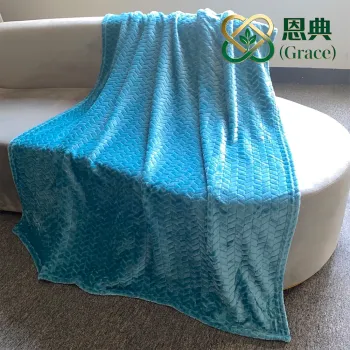 Lake Blue Wheat Jacquard Flannel Blanket