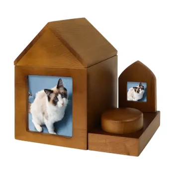 Personalized Wooden Pet Urns with Photo Box for Dogs and Cats