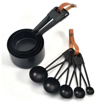 Black Non-Stick Stainless Steel 4-Piece Measuring Cup and 5-Piece Measuring Spoon Set