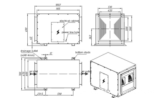 168L Ceiling-Mounted Industrial Air Dryer and Dehumidifier: Efficient Space-Saving Solution