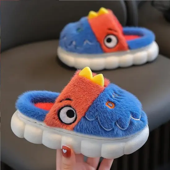 Cute Dinosaur-Themed Winter Slippers for Boys and Girls: Warm and Anti-Slip Indoor Footwear