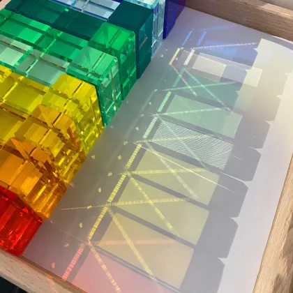 Rainbow Crystal Acrylic Cubes - Color Learning Toy for Kids