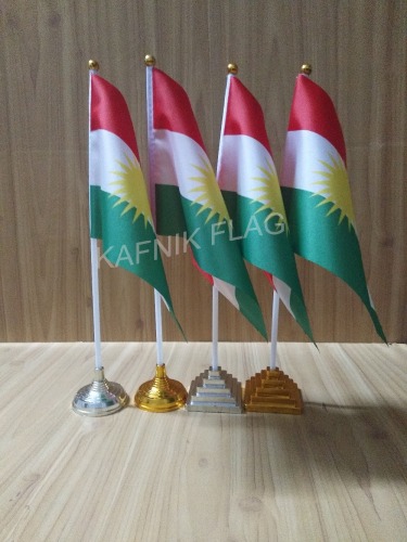 KAFNIK,5/10pcs a lot Kurdish table desk flag banner 14*21cm flag /Plastic flags or suction cups for your choice free shipping
