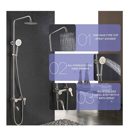 304 Stainless Steel Shower Set 3-Function Shower 304 Stainless Steel Bathroom Shower Set Factory