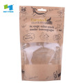 sac de fermeture à glissière pour aliments pour animaux de compagnie en papier kraft refermable avec logo personnalisé pour congélateur