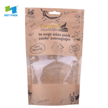 sac de fermeture à glissière pour aliments pour animaux de compagnie en papier kraft refermable avec logo personnalisé pour congélateur