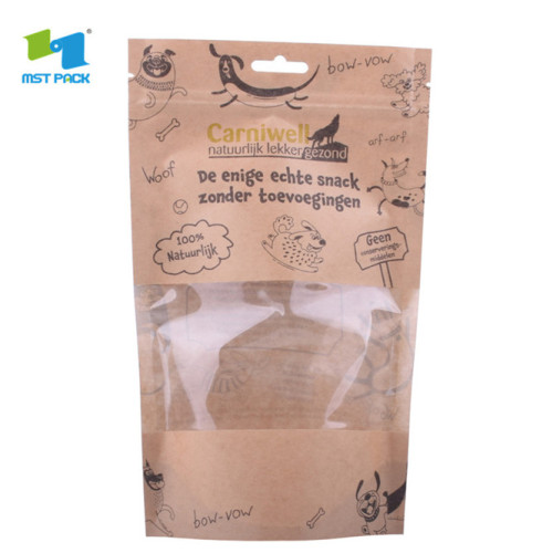 sacchetto con chiusura lampo per alimenti per animali domestici in carta kraft richiudibile con logo personalizzato per congelatore