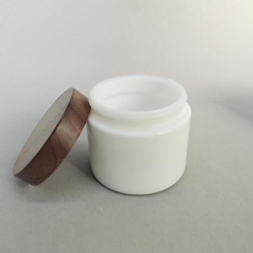 Cream Jar Glass bottle with Wooden Lid Factory