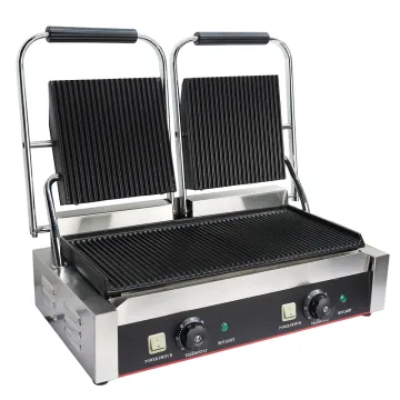 Professional Commercial Electric Panini Grill: Non-Stick Food Contact Grill Machine
