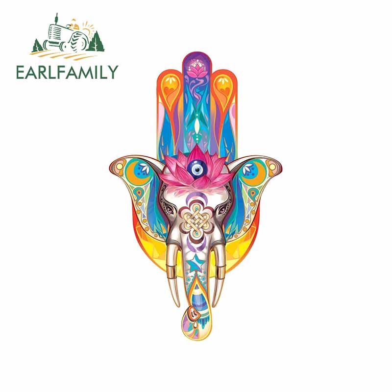 EARLFAMILY 13cm x 7.7cm For Hamsa Ganesha Art Motorcycle Car Stickers Windshield Decals Waterproof Suitable for JDM RV