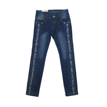 Girls' cotton jean pants with fashion washing