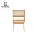 Wholesale Designers Elegant Furniture Rattan Seat Back Armless Wood Frame Dining Bamboo Rattan Chair Cane Wicker Back