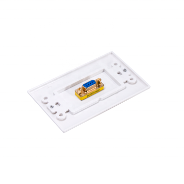 White 1-Gang VGA Plate - Single Outlet 15-Pin Female VGA Wall Plate
