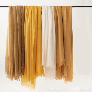 Autumn Solid Color Cotton and Linen Scarf Sunscreen Shawl