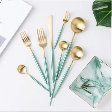 Candy-colored Stainless Steel Long Handle Cutlery Set