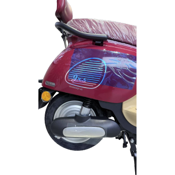 Electric Scooter with Retro Beige Maroon Blue Look