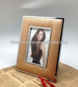 brilliant fake leather and stainless steel photo frame