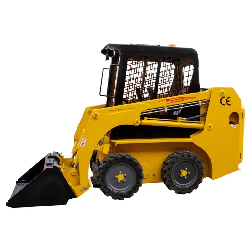 1 Ton Medium Skid Steer with Crawler, Auger, and Bucket Mixer Attachment