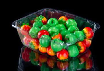 Clear disposable plastic salad bowl