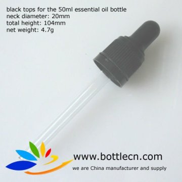 50ml 20mm black polypropylene tops bulb glass droppers