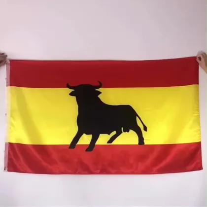 Polyester Black Bull Outdoor Flying Spanish Flag