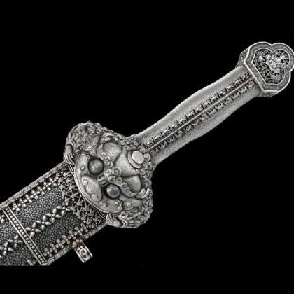 Ming Dynasty Yongle Sword Original Sculpture Pure Silver Set Meteorite Iron Forging