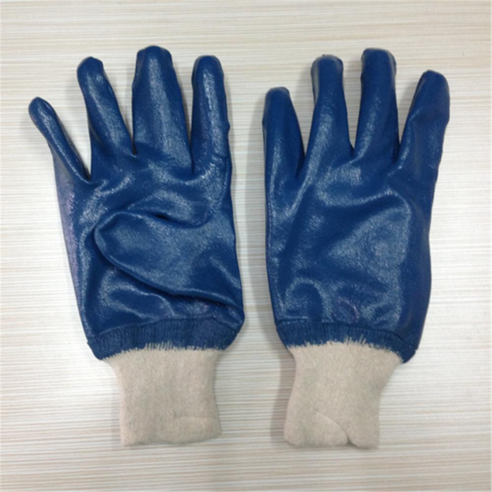 Guantes de punto con forro de algodón nitrilo azul