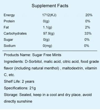 Hard Mint Candy Fresh Breath Sugar Free